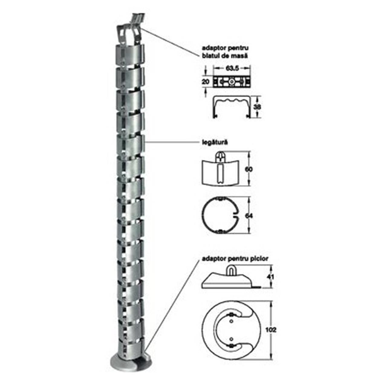 Poza Cablu fire vertical, plastic, argintiu - 631.01.9xx [2]