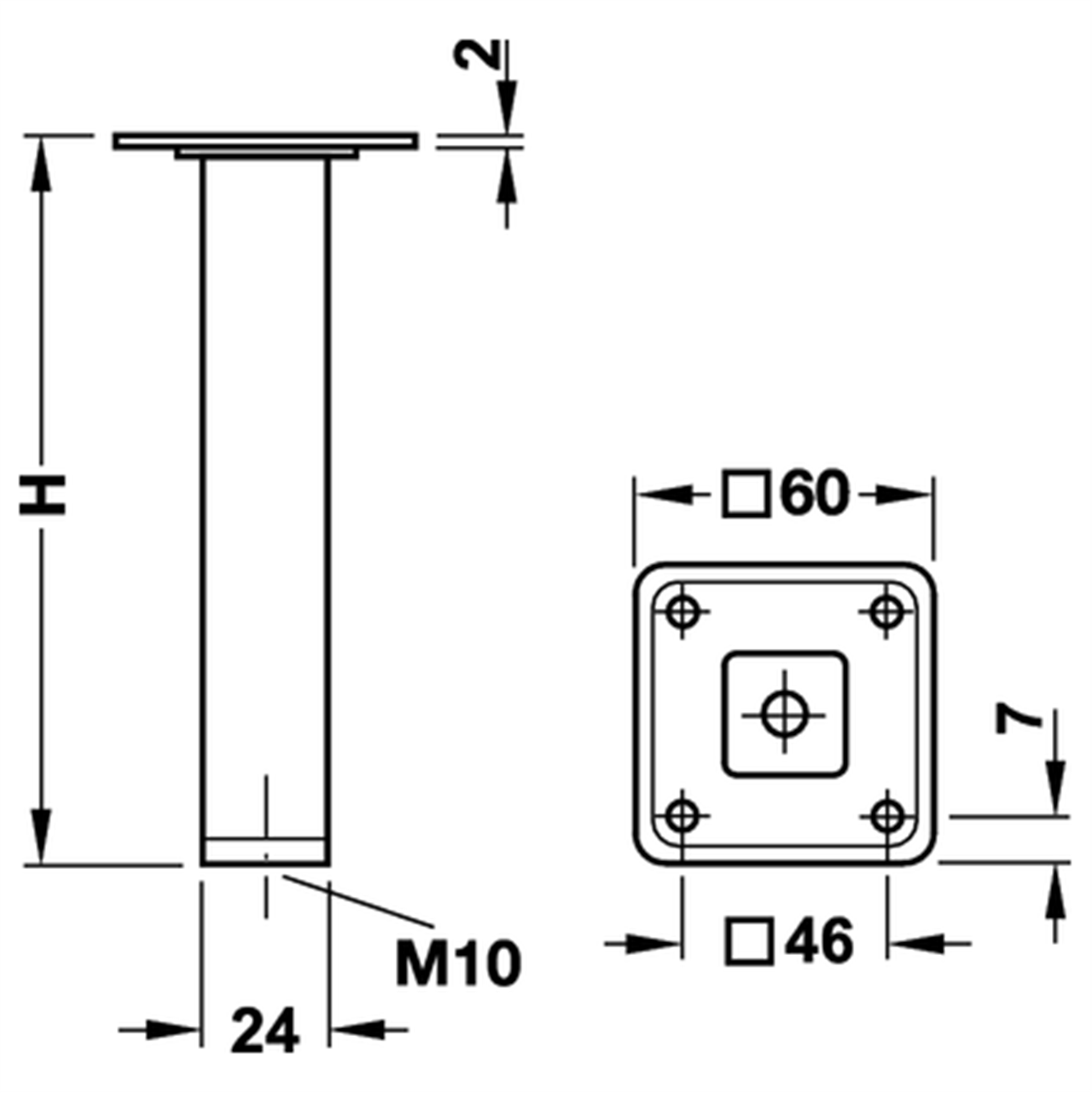 Poza Picior masa, Regula, negru - 635.45.3xx [2]