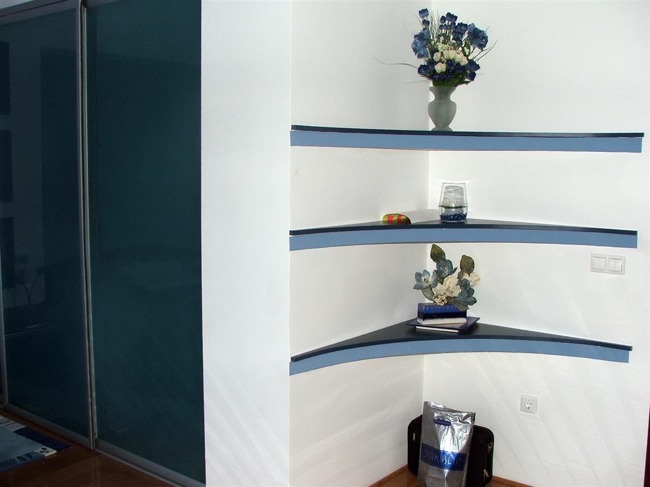 Poza dressing usi glisante, pal, oglinda, geam sablat, arin albastru inchis, rama aluminiu - cdr050303 1 [3]