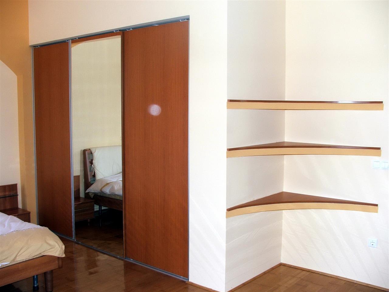 Poza dressing usi glisante, pal, oglinda, geam sablat, arin albastru inchis, rama aluminiu - cdr050303 1 [4]