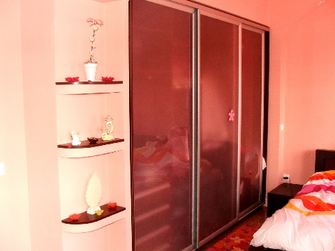 Poza dressing usi glisante, pal, oglinda, geam sablat, arin albastru inchis, rama aluminiu - cdr050303 1 [1]