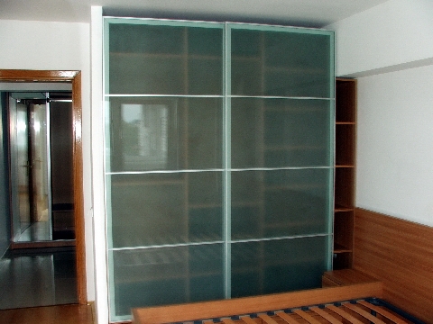 Poza dressing usi glisante/batante, pal, geam sablat, stejar natur, rama aluminiu - cdr051029 [1]