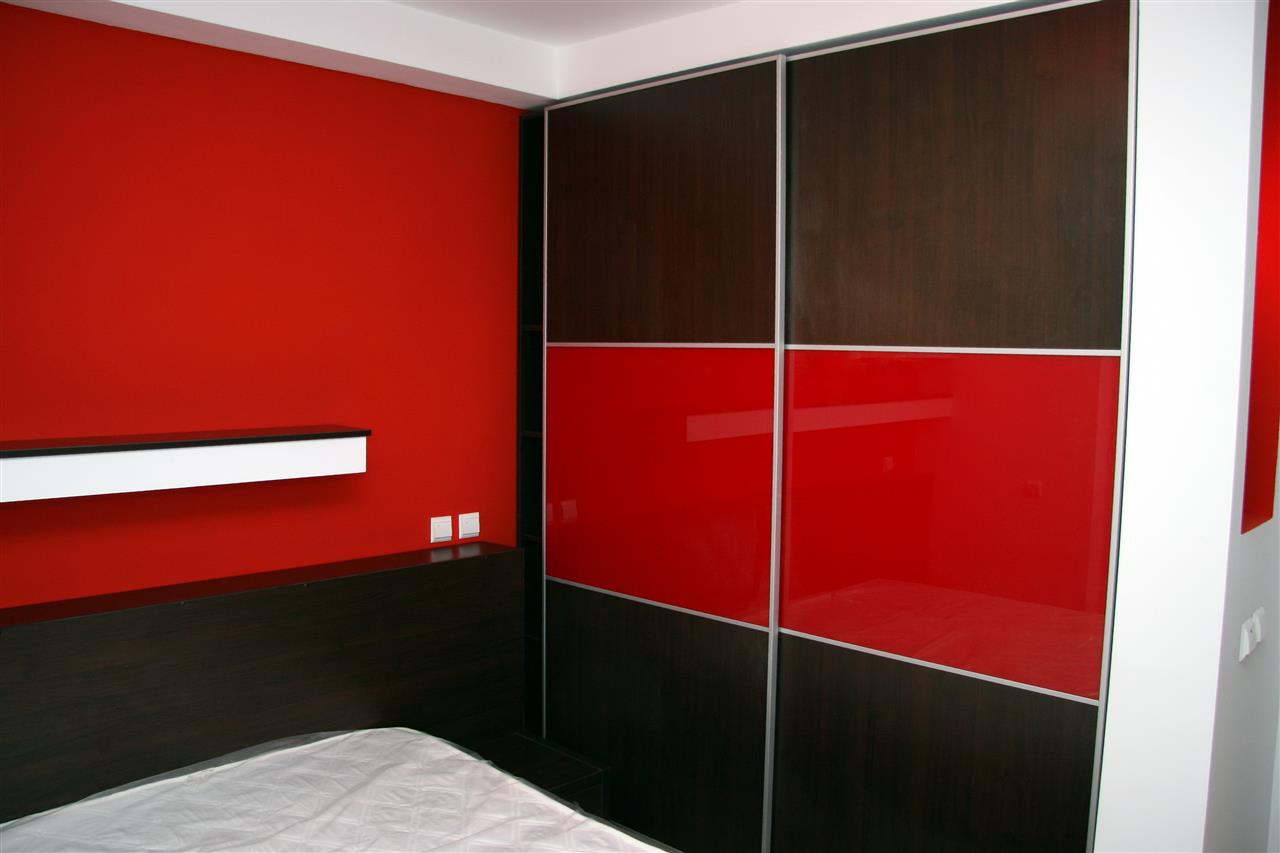 Poza pat + dressing usi glisante, pal/pal lucios, wenge, rosu, rama aluminiu - cdr080210 [3]