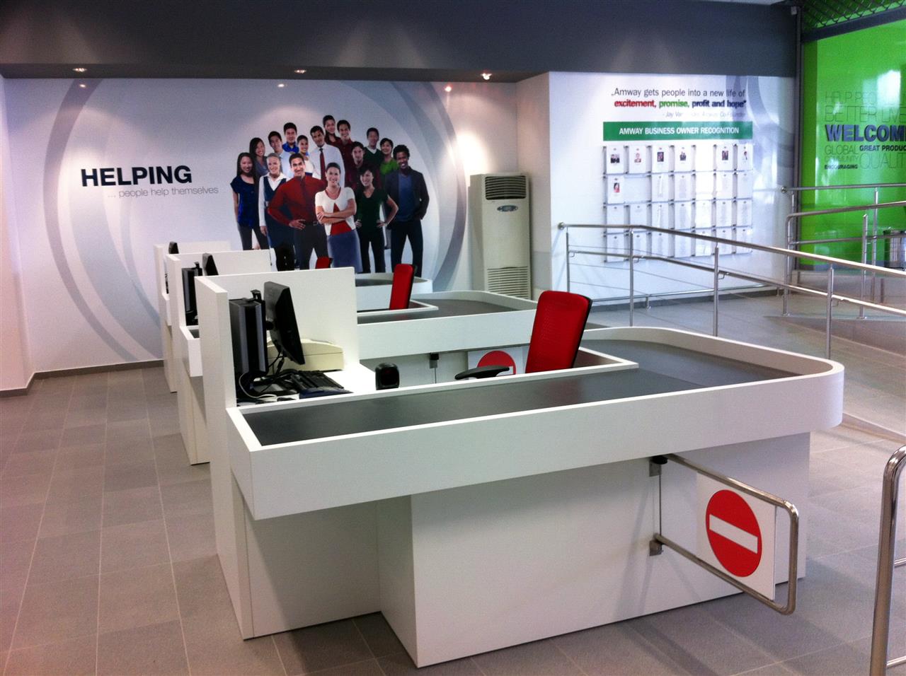 Poza info desk + casierii + expunere, pal, hpl, geam, alb, antracit - mal120312 [6]