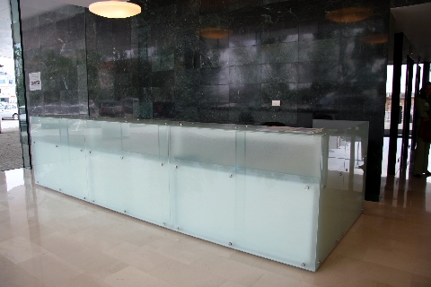 Poza Receptie dreapta, pal, geam sablat, alb, structura metalica - orc070502 [1]